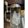 Image 1 : Etched glass eagle with stainless steel eagle lid stein.