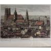 Image 3 :  vintage color etching of the Munich cityscape by Austrian artist Josef Eidenberger. 