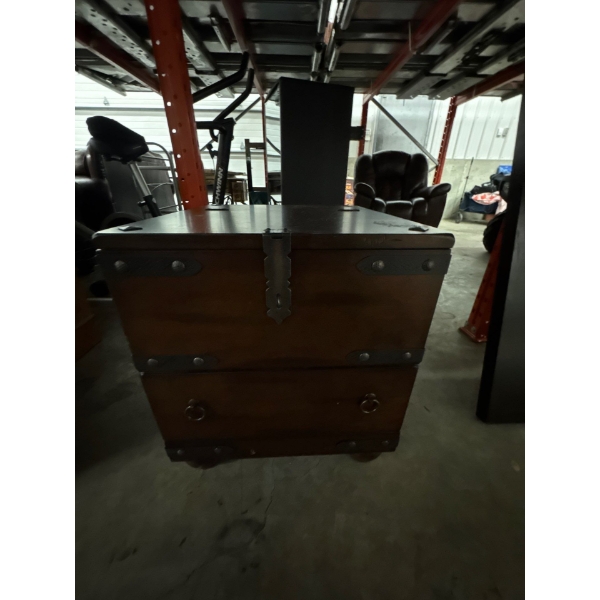 Vintage wooden hutch. Two drawers and latches.