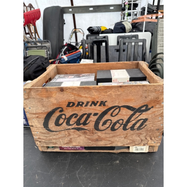  COCA Cola bottle crate vintage with Dawn Cherry BHS's and silver anniversary collector's edition, V