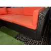 Image 3 : Aventura Orange Patio Sectional Sofa & Chair Set- Indoor/Outdoor w/ Table Rattan/Wicker 32"dx28"back