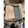 Image 9 : Box of metal nails, assorted glass bottles including a marked Royal Charter whisky jug, a green meta