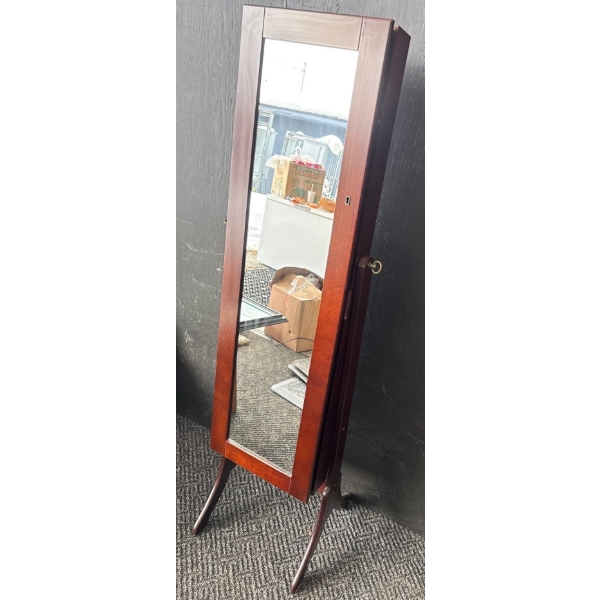Free Standing Jewelry Armoire with Full Length Mirror Organize Your Accessories 65"tall
