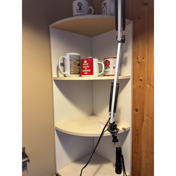 Corner cabinet with all mugs included.