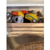 Image 1 : Wood crate full of dog toys. Brand new chew toys