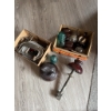 Image 4 : Lot containing several metal clamps and a variety of glass and ceramic electrical insulators in mixe