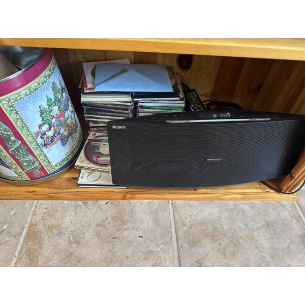 a Sony CMT-V50iP compact micro system with a CD player and iPod dock.