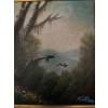 Image 2 :  Collectible framed oil painting depicting birds in a swampy landscape.
Artwork Style: The painting 