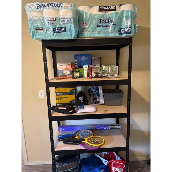 Steel metal rack, only the Kirkland signature paper towel included, not including any other contents