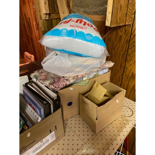 miscellaneous fabric and sewing supplies all items on shelf