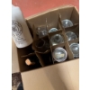 Image 3 : Box of metal nails, assorted glass bottles including a marked Royal Charter whisky jug, a green meta
