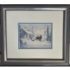 Image 1 : Framed limited edition artist print by Douglas Laird, titled "Winter's Welcome", featuring a horse-d