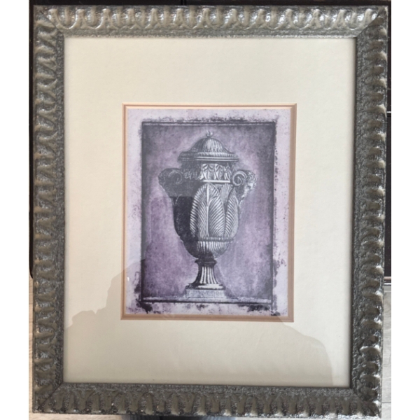 
 framed art print depicting an antique-style vase, modeled after 18th-century etchings by Italian a