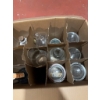 Image 10 : Box of metal nails, assorted glass bottles including a marked Royal Charter whisky jug, a green meta