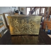 Image 5 : vintage embossed brass and wood magazine rack or fire bucket, likely made in England during the mid-