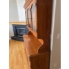Image 4 :  vintage hardwood china cabinet hutch with a classic two-piece design, featuring scalloped crown mol