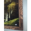 Image 4 : very nice velvet mountain stream painting with carved wooden frame 49 inches long by 26 inches wide
