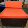Image 5 : Modern Orange L-Shaped Sectional Wicker Sofa Set w/ Two Armchairs ++ Cushions