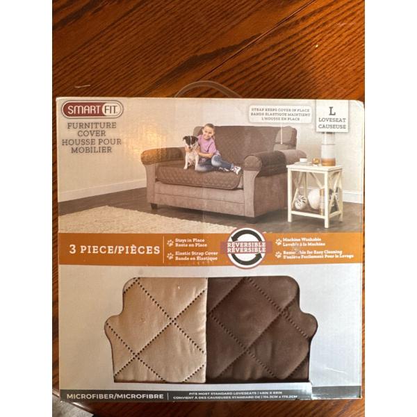 Smartfit Furniture cover, 3 piece set, 45in wide and 69in tall to go to the back of the couch, with 
