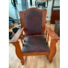 Image 2 :  Antique Rocking Chair with cherry leather upholstery and a leather hutch with storage. All contents