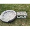 Image 1 : Raised dog bowl stand and medium like new dog bed