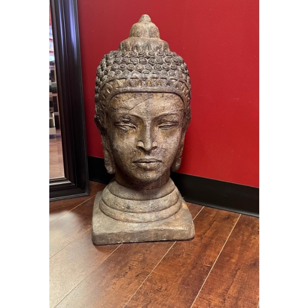 Large Stone Buddha Head Statue Approx 22 Inches Tall