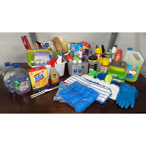 Assorted Cleaning Supply Bundle  SOS, SoftSoap, Swifter, Mr.Clean, Easy-Off +++