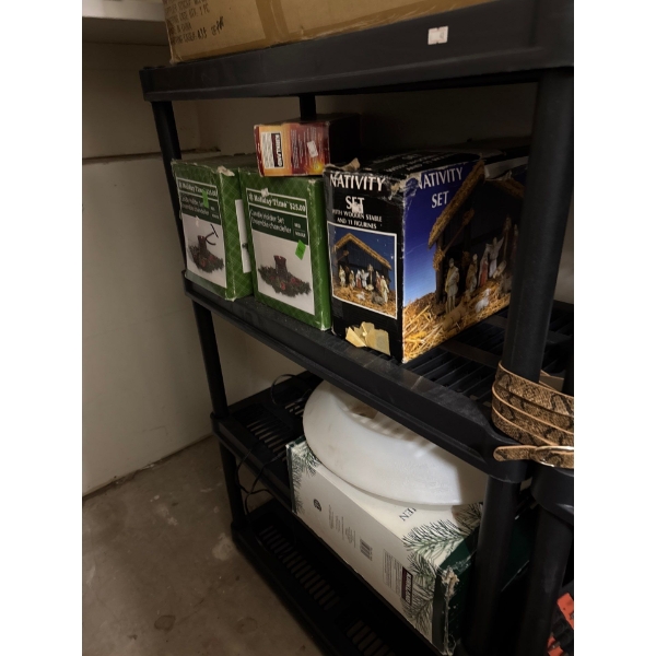  plastic racking, three tier set. 54 inches high. By 18 inches deep by 36 inches wide.