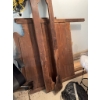Image 2 : Disassembled wooden bed frame including headboard, footboard, and side rails. The frame shows wear a
