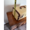 Image 3 : Calcraft Luggage Co. suitcase with a cream exterior, brown trim, metal hardware, and a brown handle.