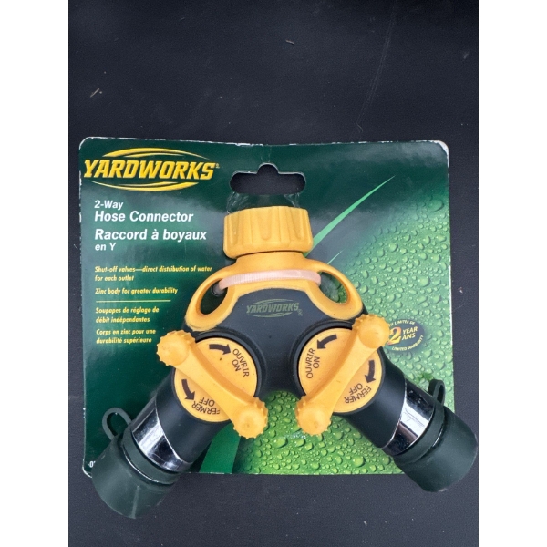 YARD WORKS HAND MOWER AND 2 WAY HOSE CONNECTOR