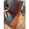 Image 1 :  Antique Rocking Chair with cherry leather upholstery and a leather hutch with storage. All contents