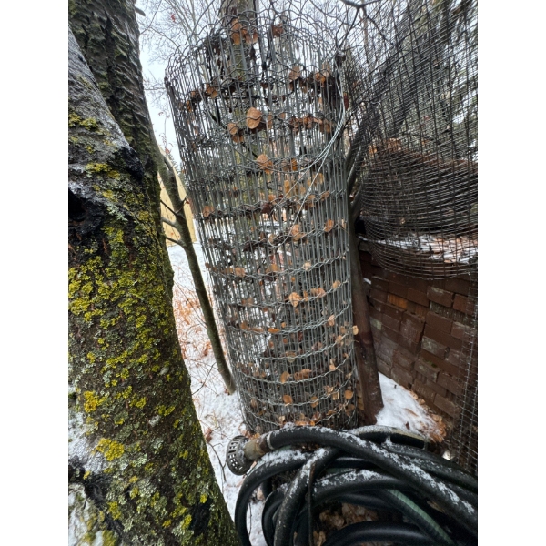 Roll of fencing material.