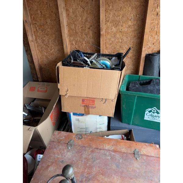 Miscellaneous items for plumbing and ducting, along with all contents shown. Included are a power sa