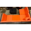 Image 2 : Modern Orange L-Shaped Sectional Wicker Sofa Set w/ Two Armchairs ++ Cushions