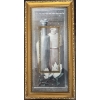 Image 1 :  framed still life art print depicting pottery vessels and white flowers. 
