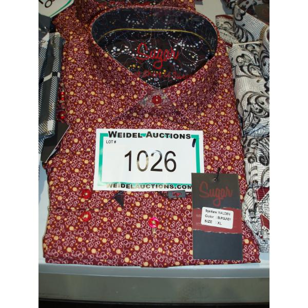 Size XL, Mens Walden Burgandy Long Sleeve Button Up Shirt