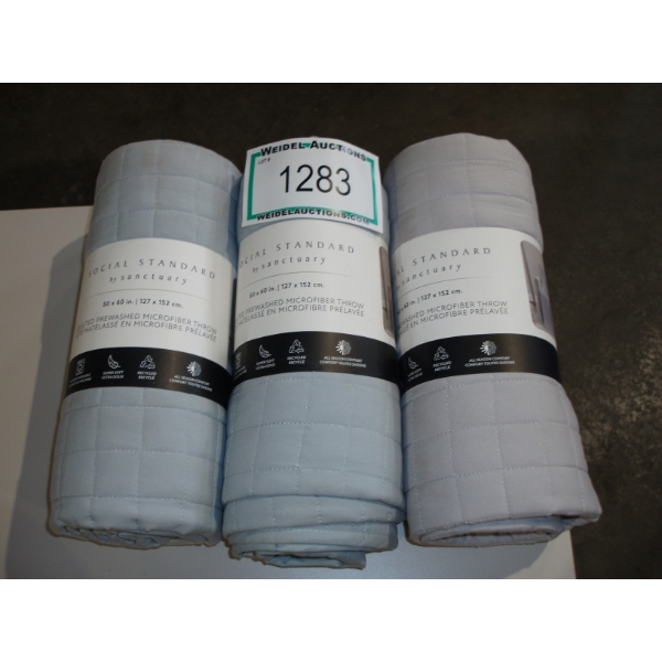 Lot of 3, Social Standard Quilted, prewashed, Micro Fibre Throws