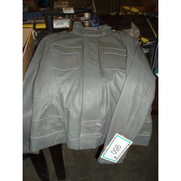 ELZEIN Ladies Grey Leather Jacket, size L