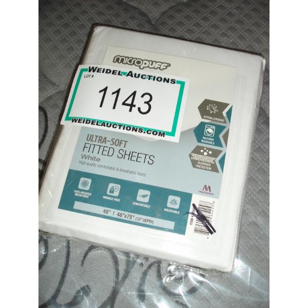 Micropuff fitted white sheet - Queen