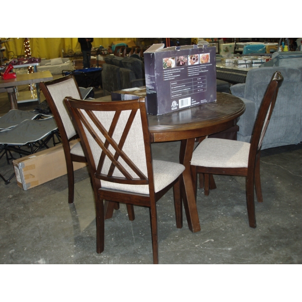 Round Solid Wood Table with 4 chairs