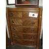 Image 2 : Brown Faux Leather Sleigh Bed, Vanity 6 drawer Dresser with Mirror and High-Boy 5 drawer Dresser
