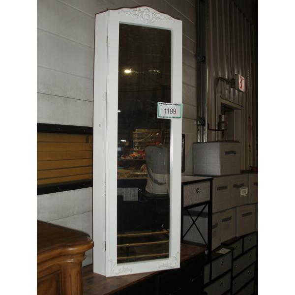 Locking, hanging Jewellry Cabinet with a mirror, white