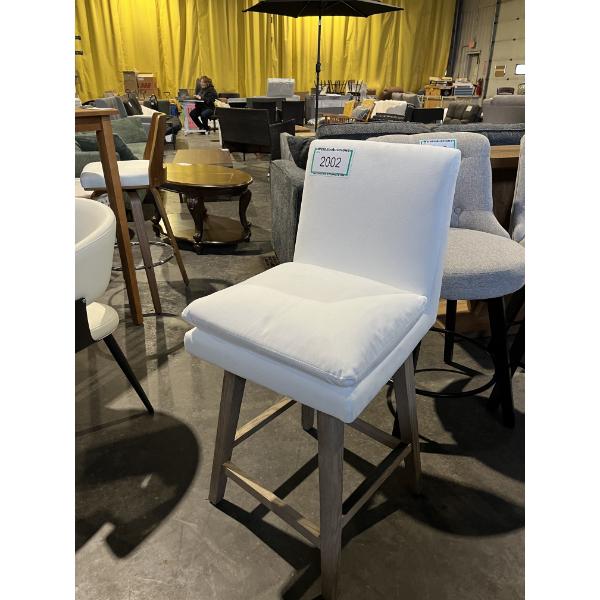 White Upholstered  Swivel Bar Stool