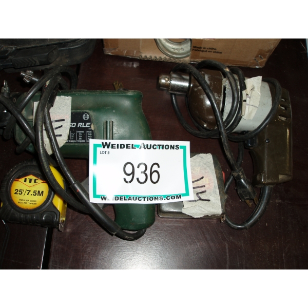 2 Corded Drills & 2 Tape Measures