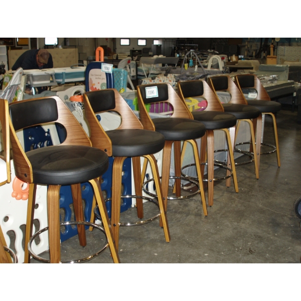 Brown Leather Swivel Bar Stool