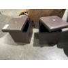Image 1 : 2 Brown Leather Storage Ottomans