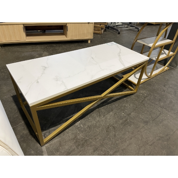Calix 46" Faux Marble And Steel Coffee Table