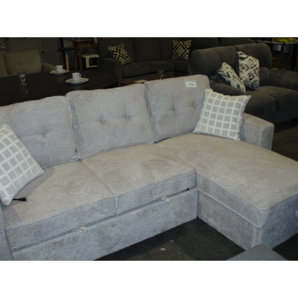 L Shape Cream Sofa Hide-A-Bed with storage