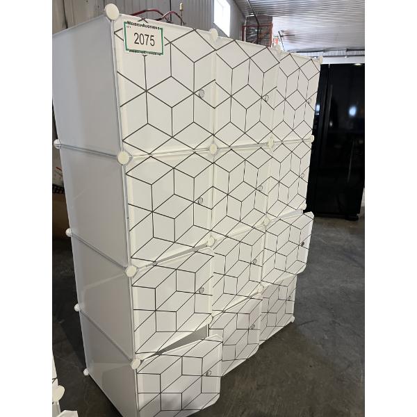 White 12 Cube Plastic Storage Shelf